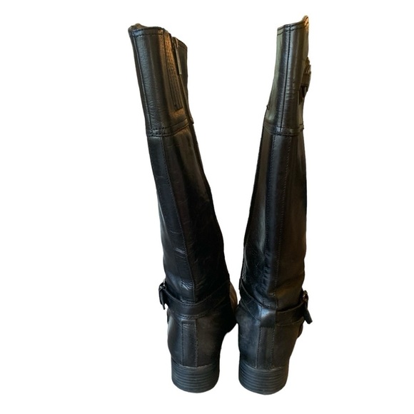 Bussola Siena Black Leather Tall Riding Boots  Buckle Strap sz 37 (US 6.5-7) - Picture 4 of 13